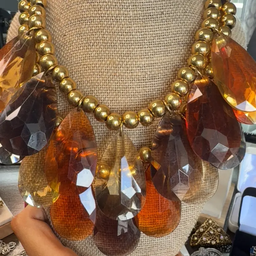 Joan Rivers Teardrop Lucite Bib Necklace