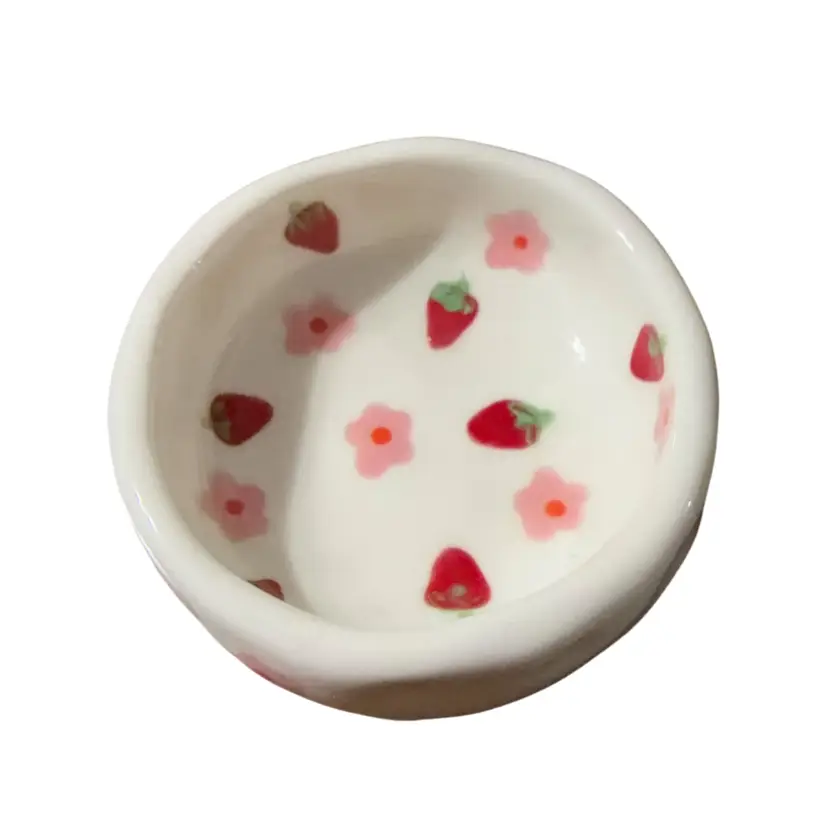Handmade Pottery Strawberry Trinket dish