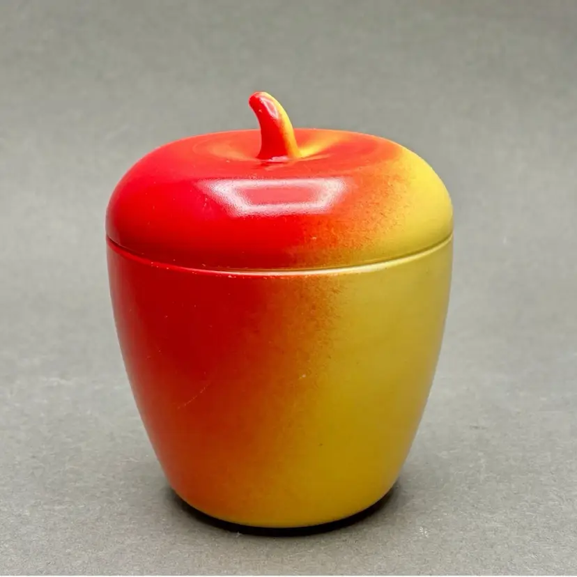 Vintage Mid Century Modern Hazel Atlas Apple Lidded Jam Jar