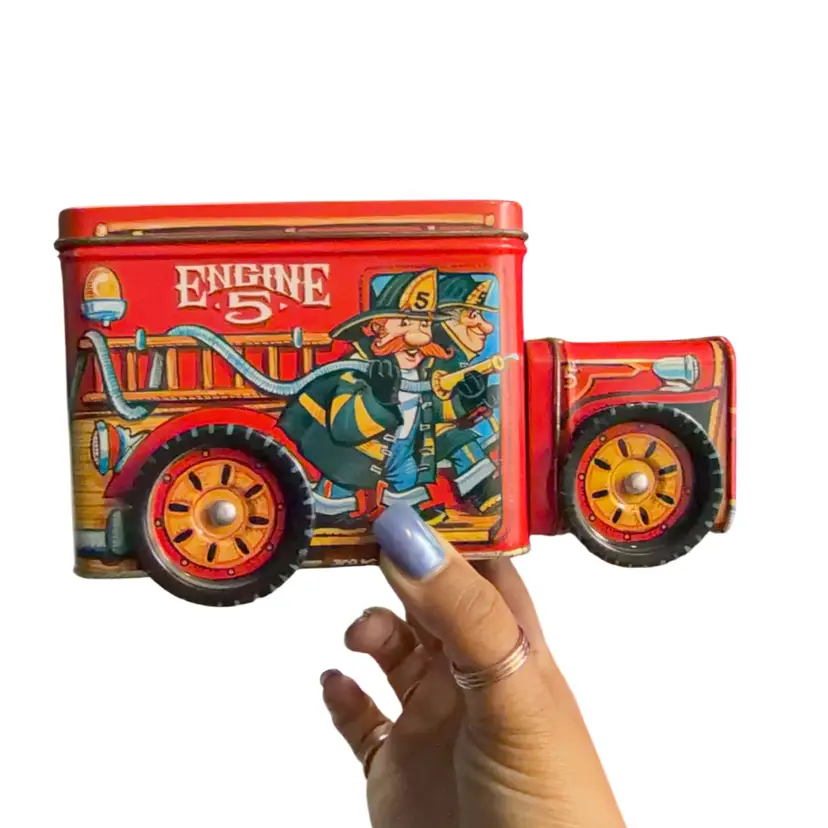 Vintage Tin Coin Bank Fire Truck