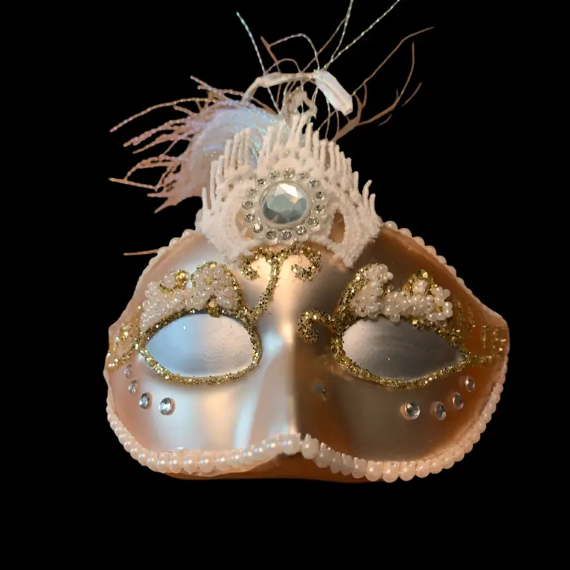 33. Ashland Christmas Glass Ornament Masquerade Mask Christmas Glass Ornament
