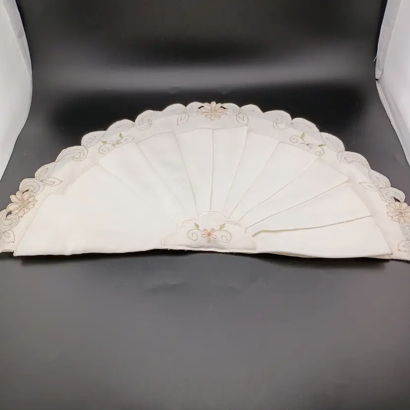 Pair of off-white embroidered cutlery bags