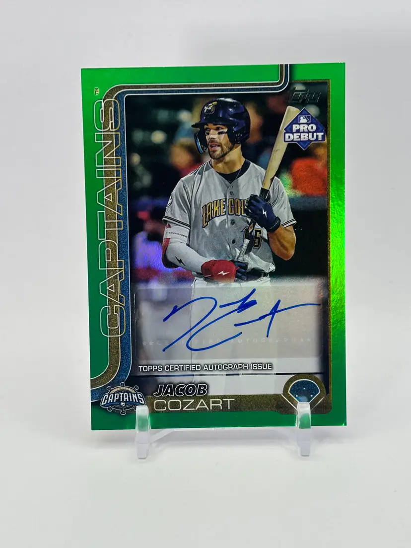 Jacob Cozart - 2025 Topps Pro Debut Green Foil Auto /99 - Los Angeles Angels #19 Prospect (CLE uniform)