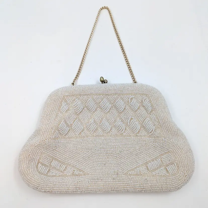 Richere Beaded White Evening Bag Vintage Japan