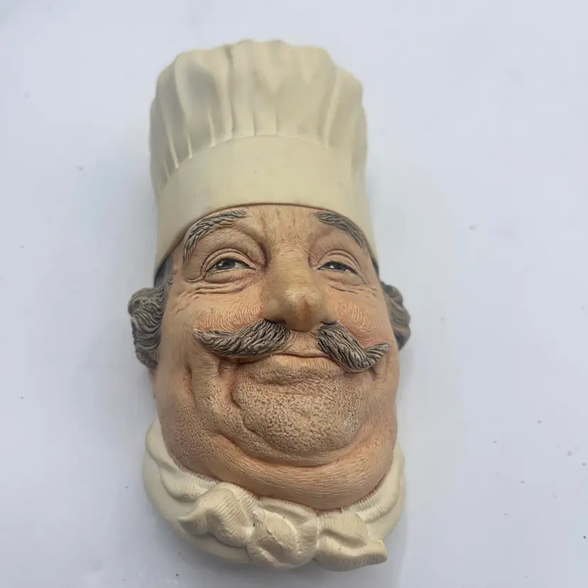 38-BOSSONS Chalkware “Chef” Wall Hanger Head Sculpture 6in Figure     Vintage 1969