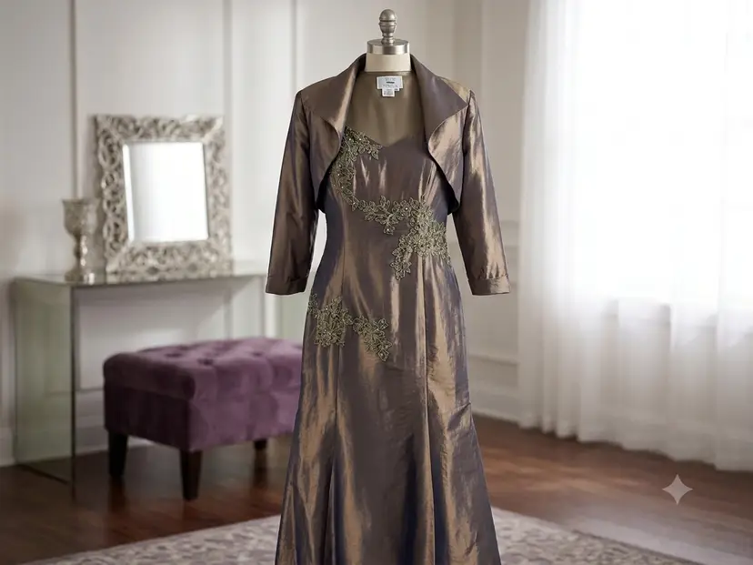 Elegant Bronze Mother of the Bride Dress with Jacket