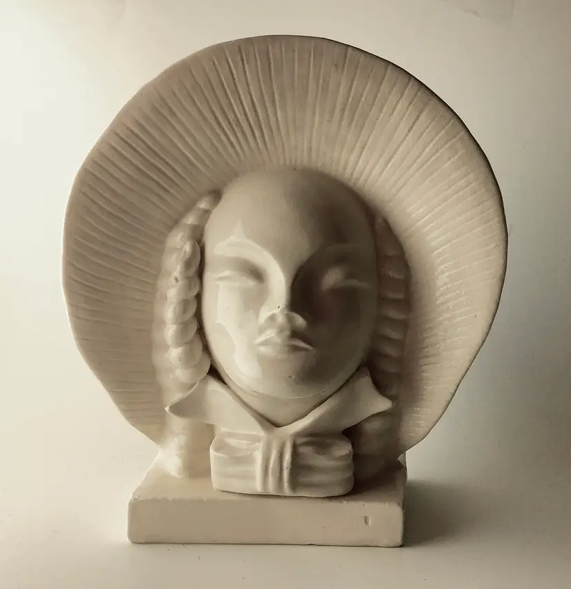 1960s Ivory Ceramic Lady Wall Pocket