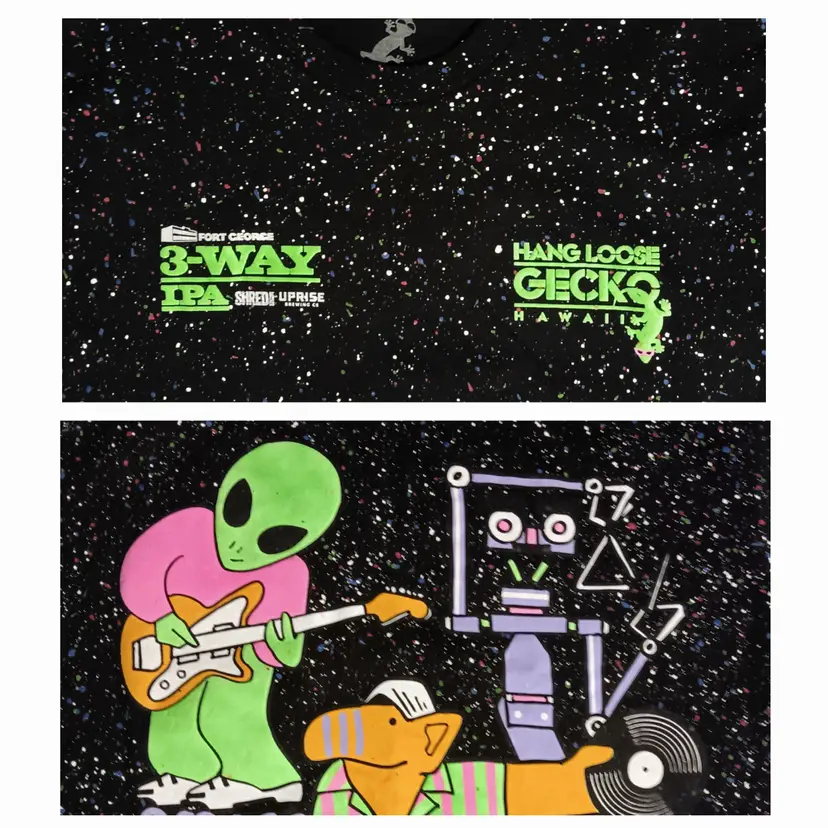 Fort George Beer X Hang Loose Gecko t-shirt Space ALF Short Circuit Alien Rocker