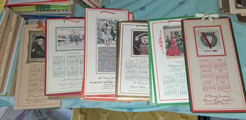 Choice! Vintage Warner Mill, Woven Silk And Cardboard Year Calendars RARE!