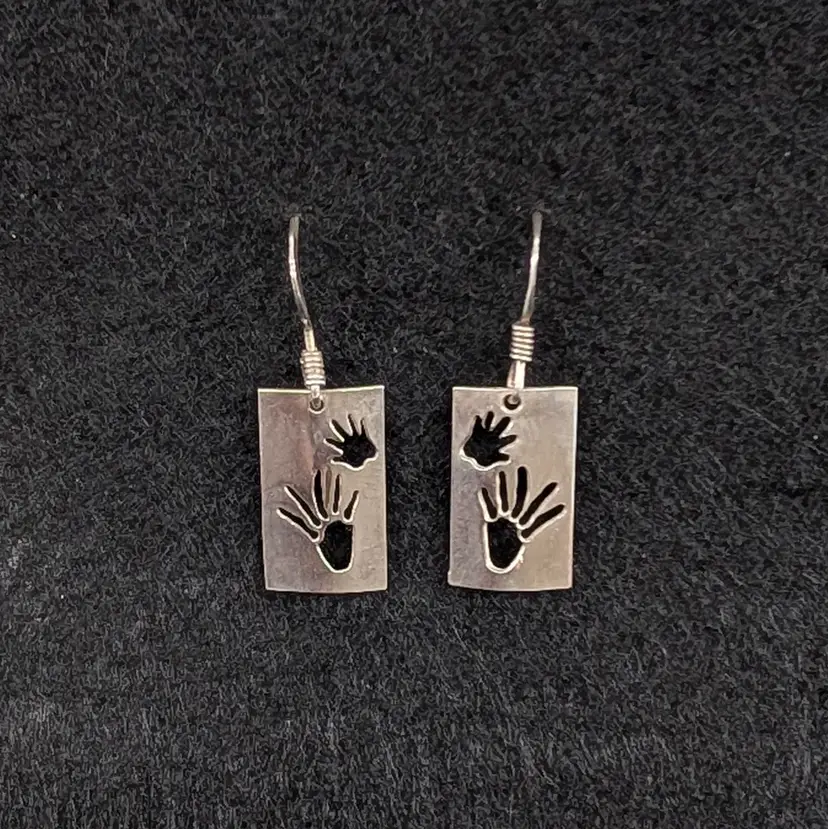 Semaki & Bird Beaver Track Earrings Cut Out Animal Tracks Sterling Silver 925