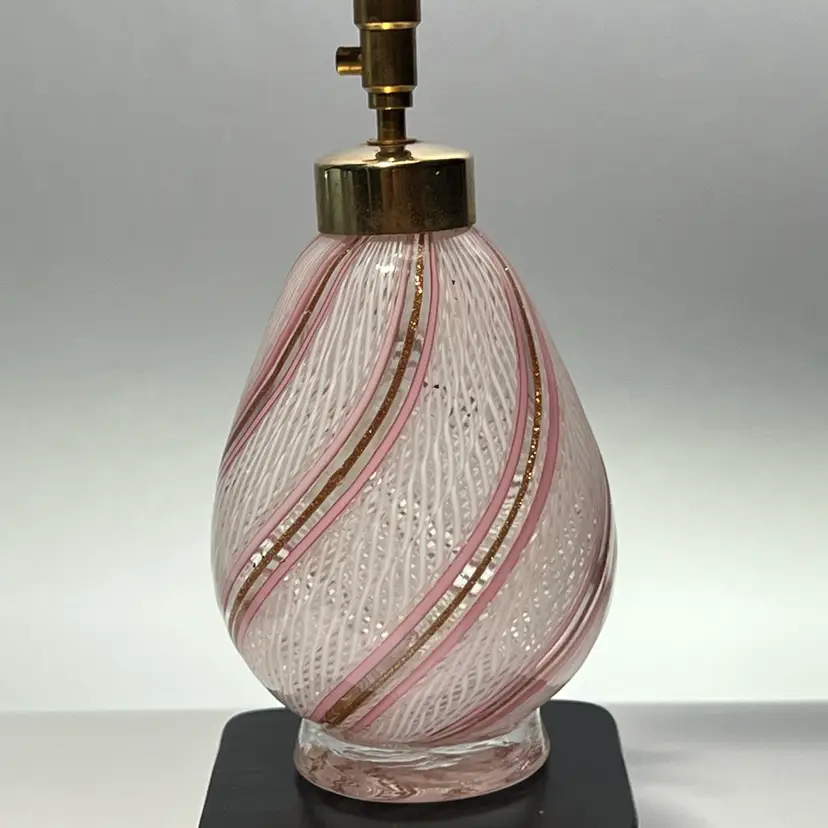 Murano filigrana striped pink white aventurine perfume atomizer