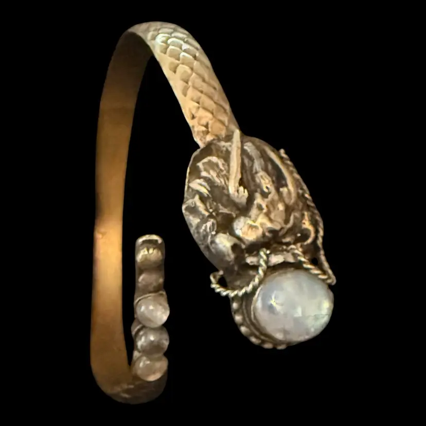 Adjustable Moon Stone Dragon Bracelet 2.5” Opening