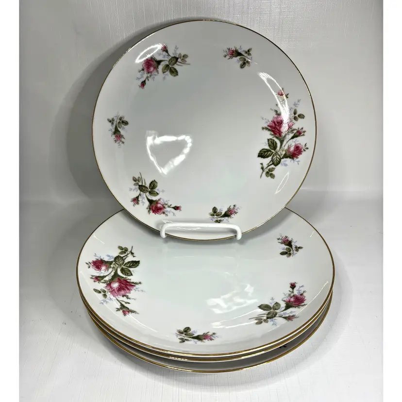 Sango 1960s Moss Rose Dinner Plates Shabby Decor Cottage Made in Japan Vintage