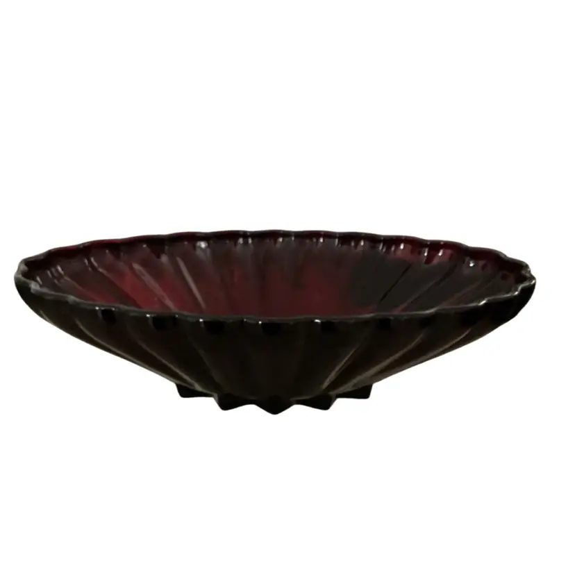 🎉Anchor Hocking Royal Ruby Red Scalloped Glass Bowl