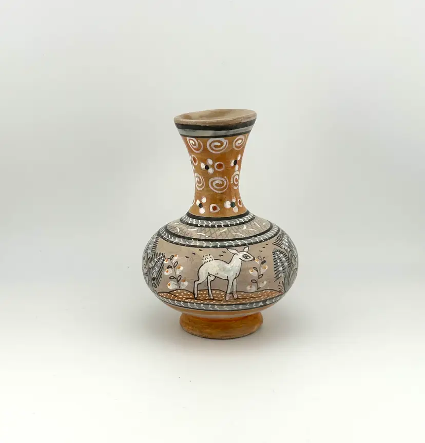 Handmade Tonala Mexico Pottery Vase 3”x 4.5”