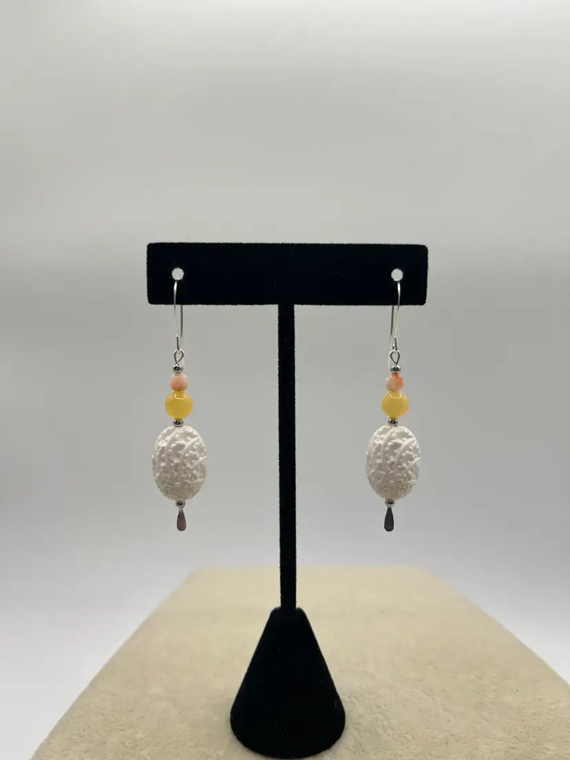 #155 "Carved" Series - Handmade by Me -- Upcycled Vintage Earrings