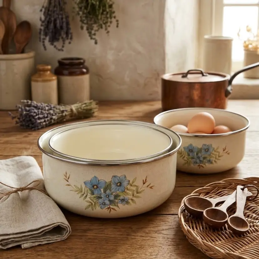 79. Mikasa Day Dreams Enamel Nesting Bowl Set Made In Japan
