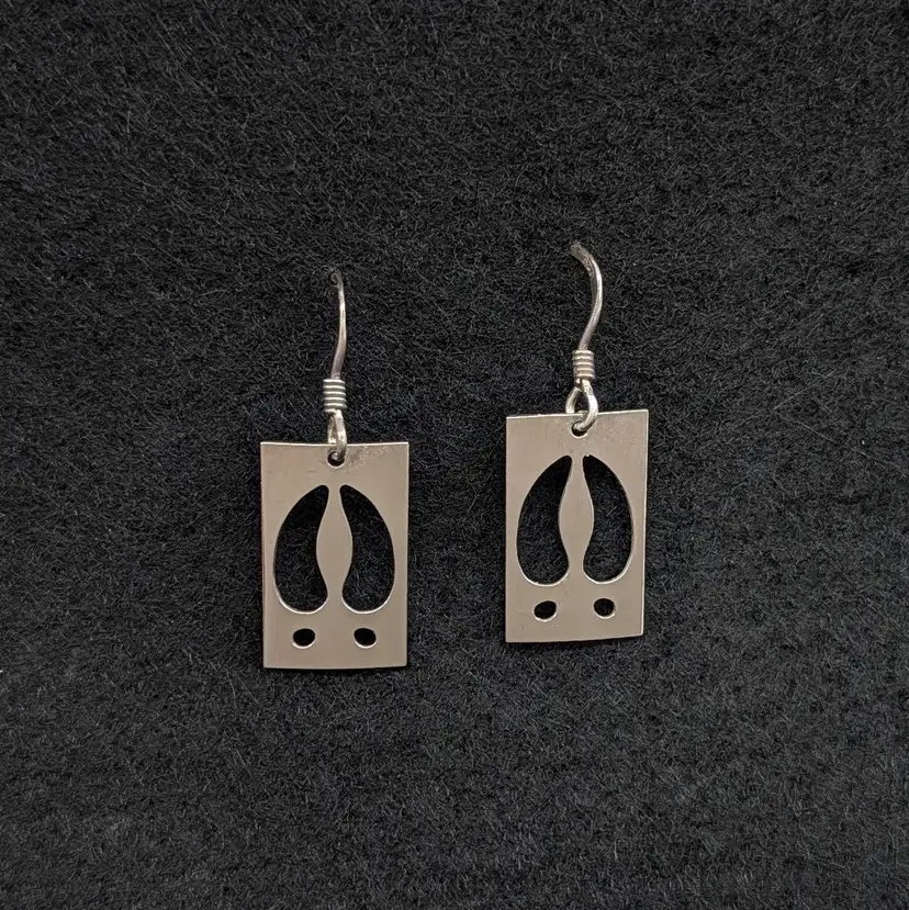 Semaki & Bird Moose Track Earrings Cut Out Animal Tracks Sterling Silver 925