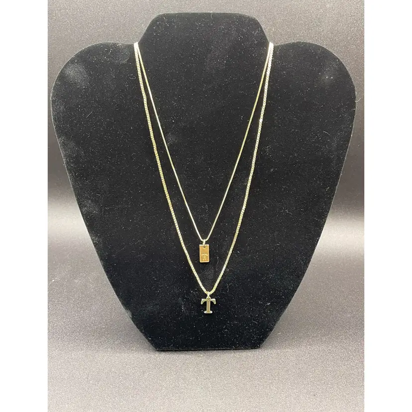 Pair Of T Initial Necklaces