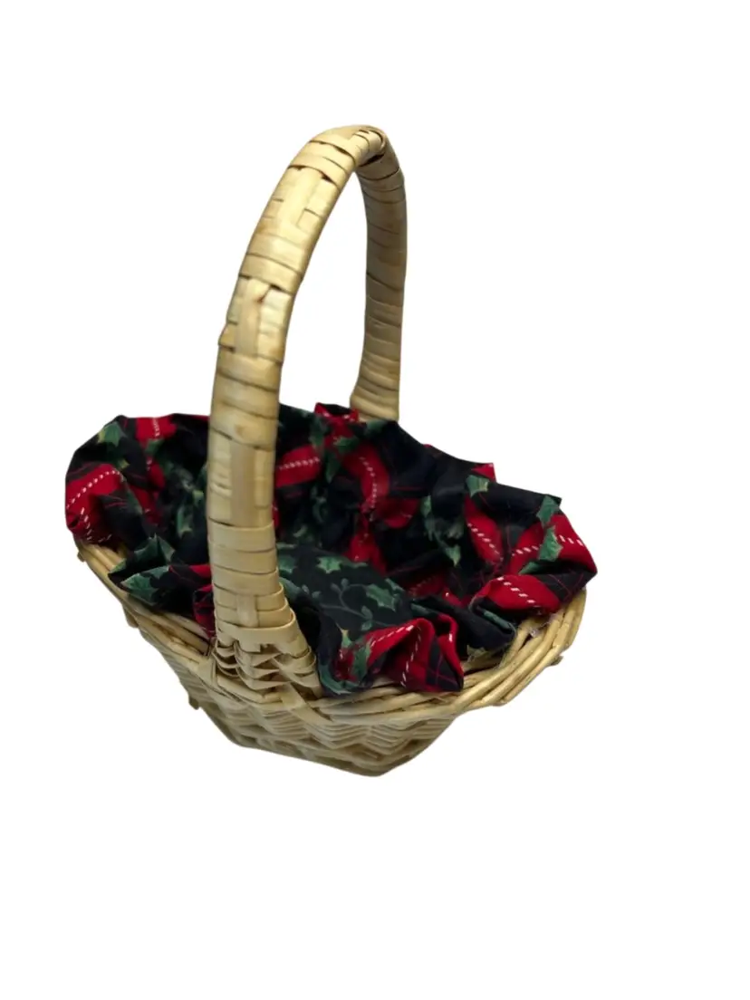 Mini Christmas Fabric Lined Basket 6 X5