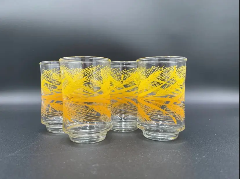 Vintage Libbey Golden Wheat Juice Glasses, Set of 4 Mid-Century Modern