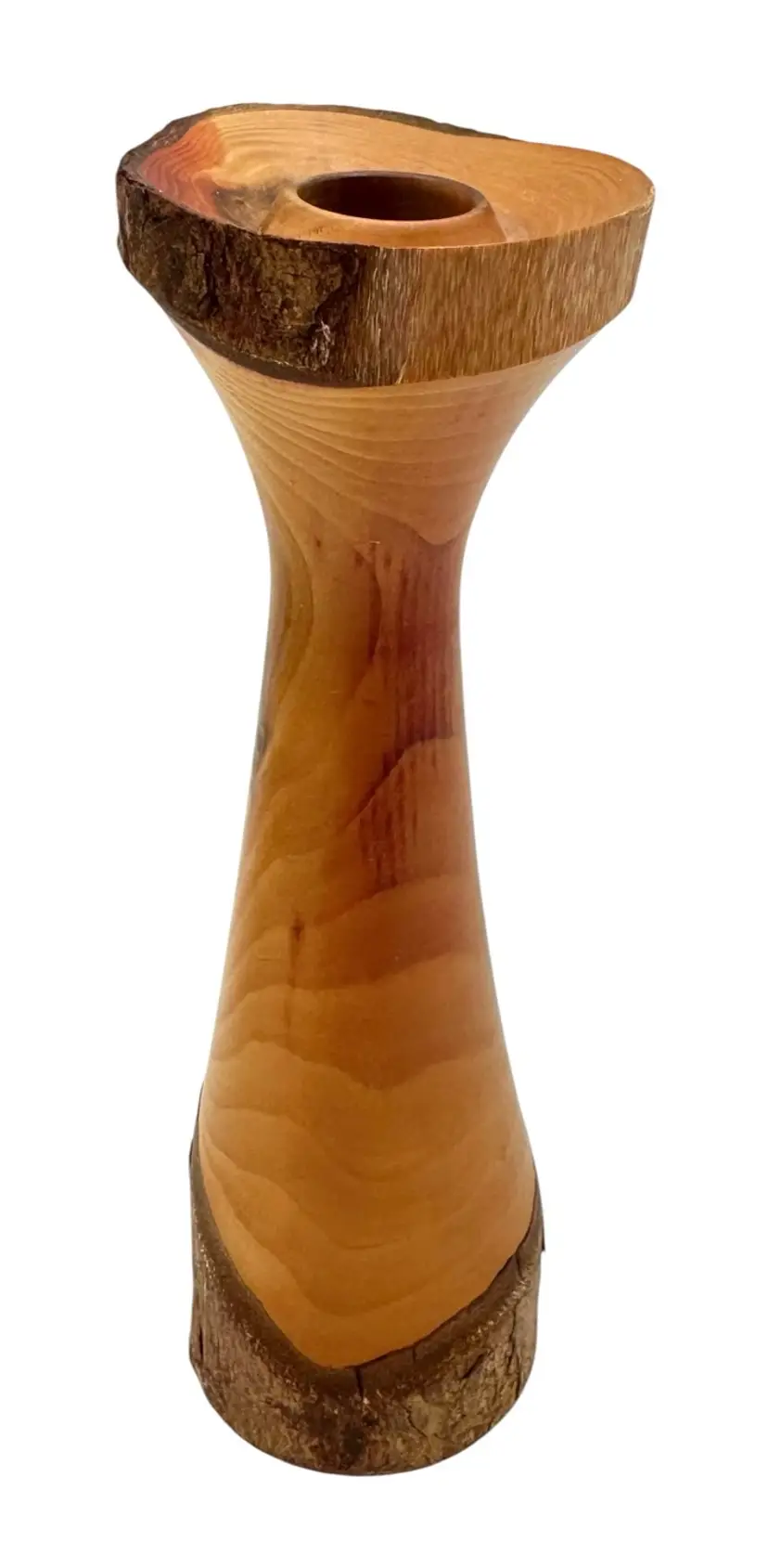 Vintage Hand Turned Wood Mini Small Bud Vase Live Edge Scotland 5”