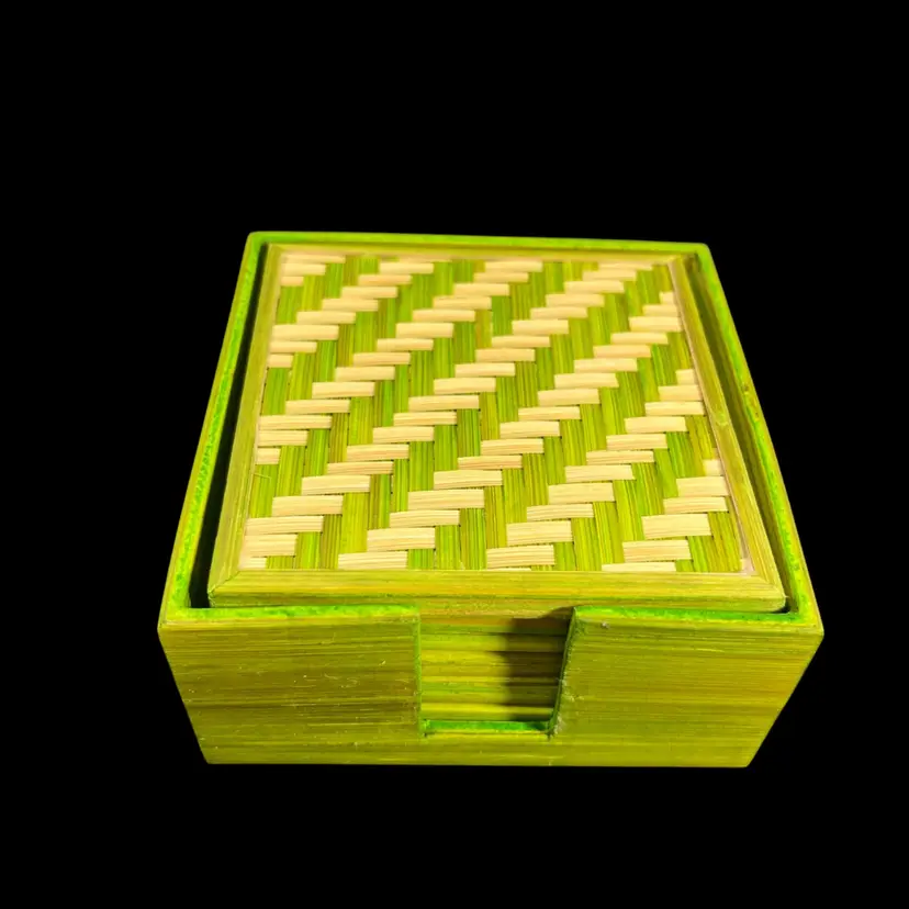 Bamboo Green Square Coaster Set of 6 | 3.5”