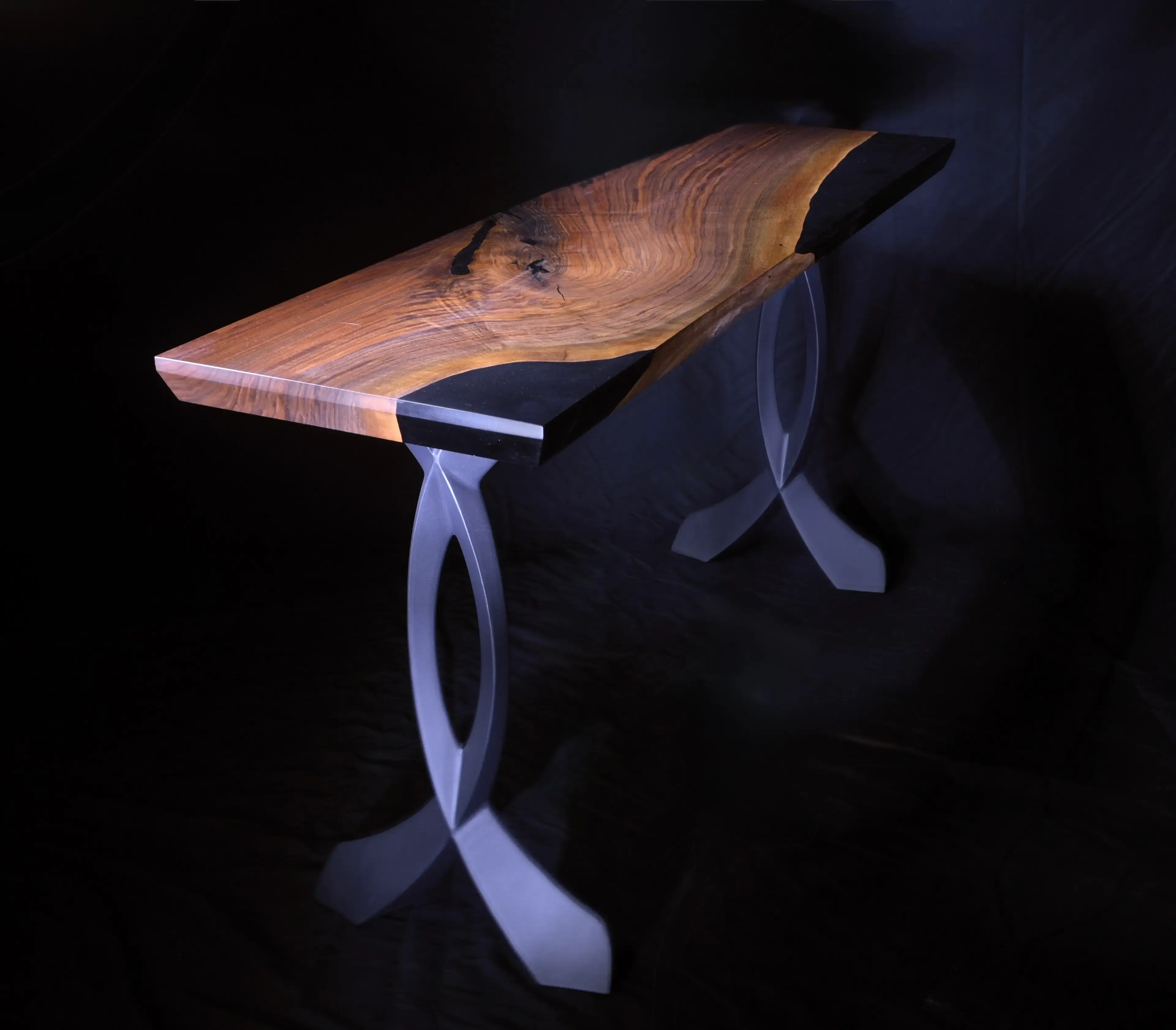 Ember Wave Bastogne Walnut Console Table