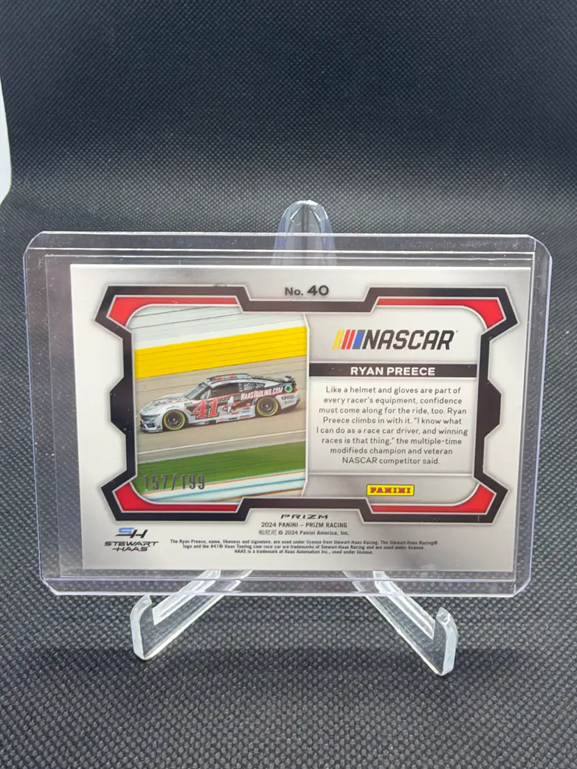 2024 Panini Prizm Racing #40 Ryan Preece Blue Prizm /199 NASCAR