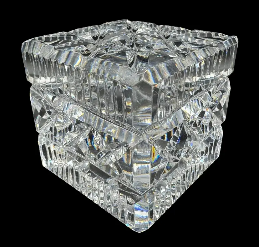 Waterford Crystal Glass Large Cube Paperweight Cut Faceted Square 2 5/8”