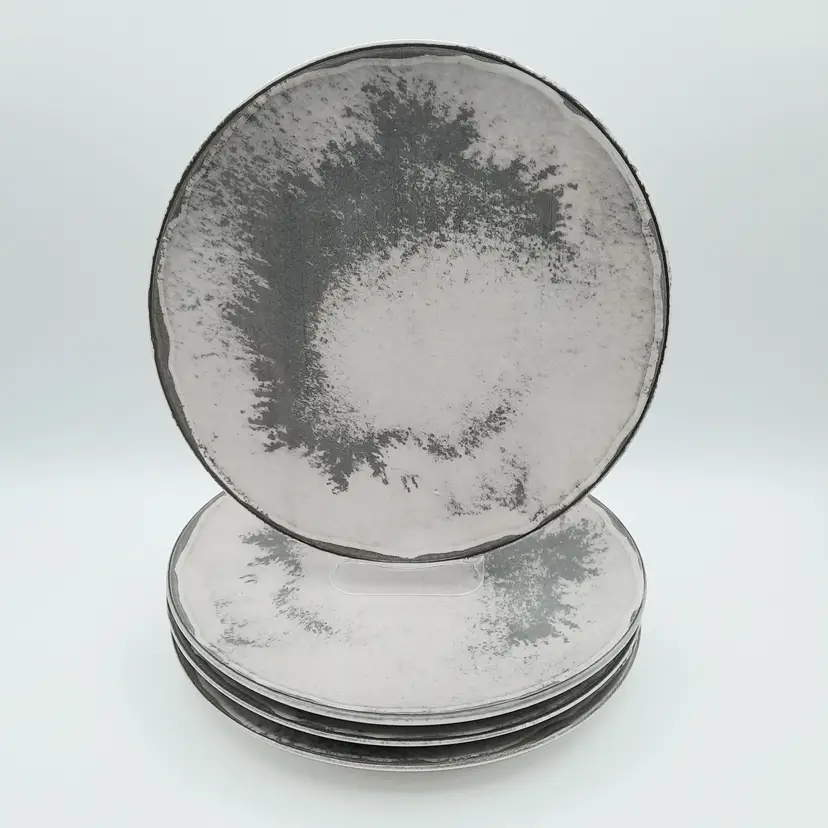 Noble Excellence Earthenware Portugal Light/Dark Gray Spatter Plates Set of 4