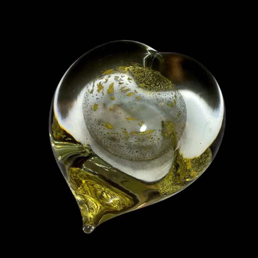 Clear Glass Heart With Encased Aventurine Circle