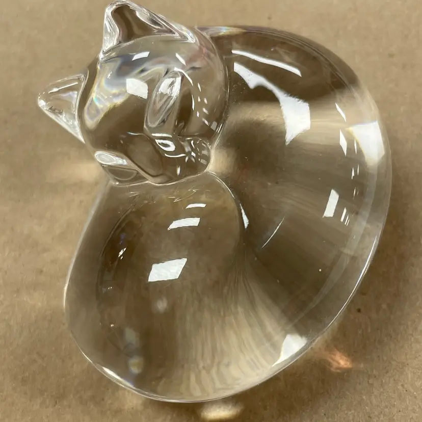 Hand-Blown Art Glass Signed Steuben Sleeping Cat
