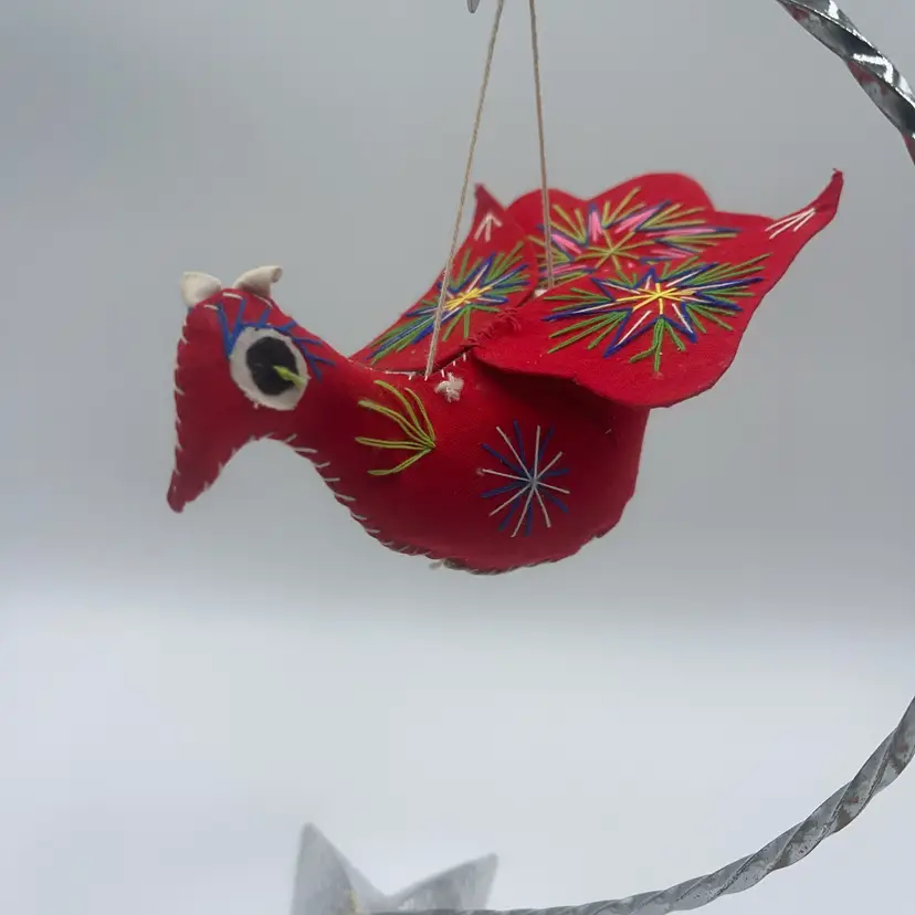 Bird Ornament With Hand Stitching