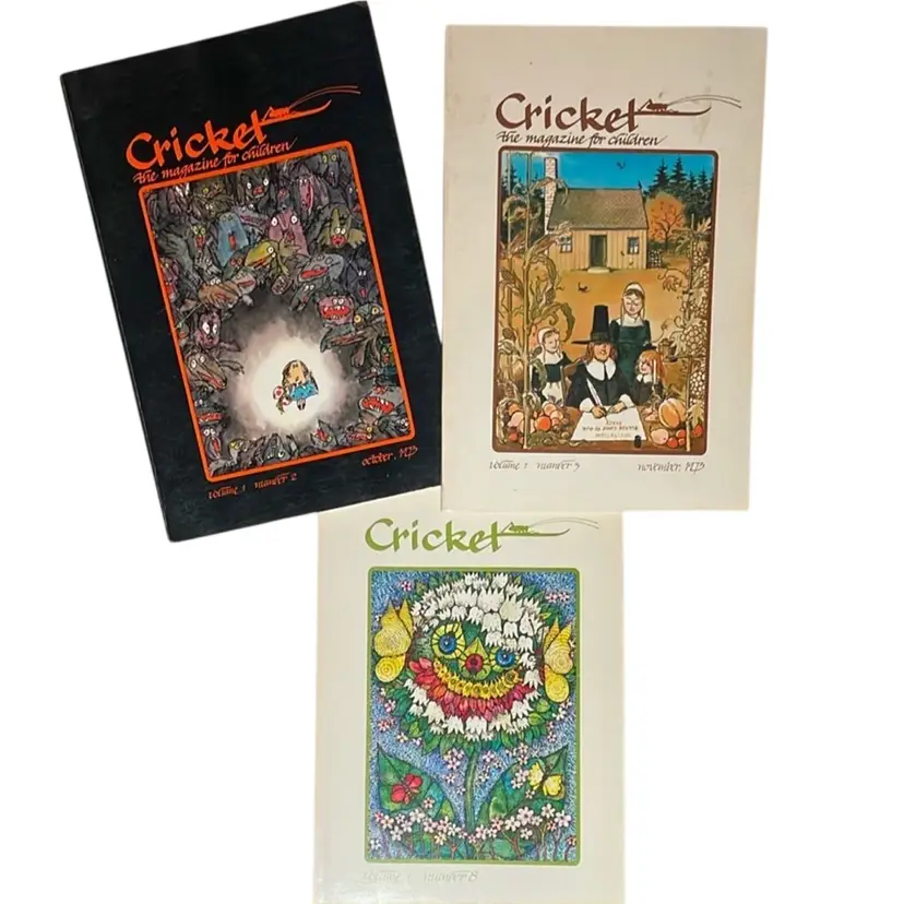 Vintage 1970s Lot of 3 - Cricket "The Magazine For Children" Vol 1 #2, #3, #8 (1973, 1974)