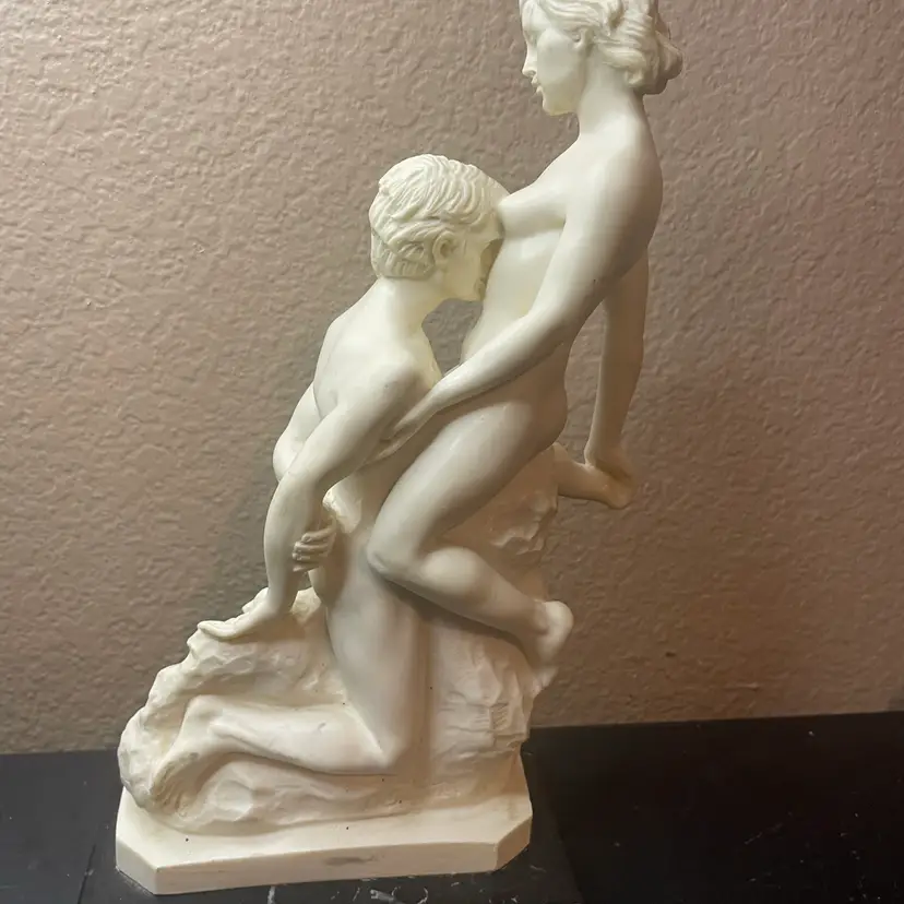 GORGEOUS Santini Italy Genuine Carrara Marble 12" RODIN KISS 1886 Replica Sculpture