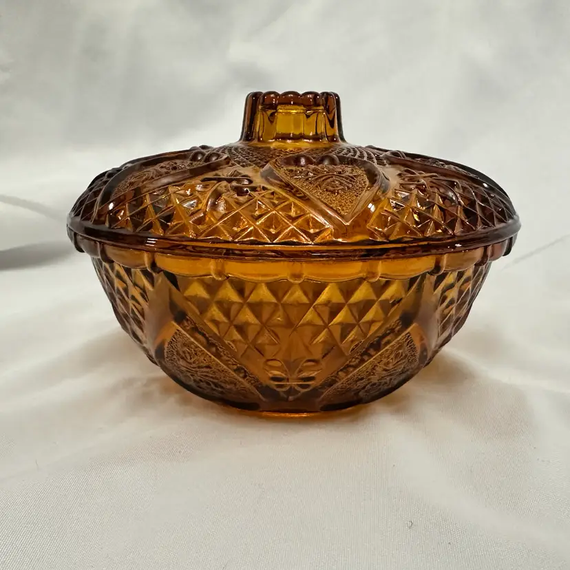 Amber Indonesia Firna Glass Candy/Sugar Dish