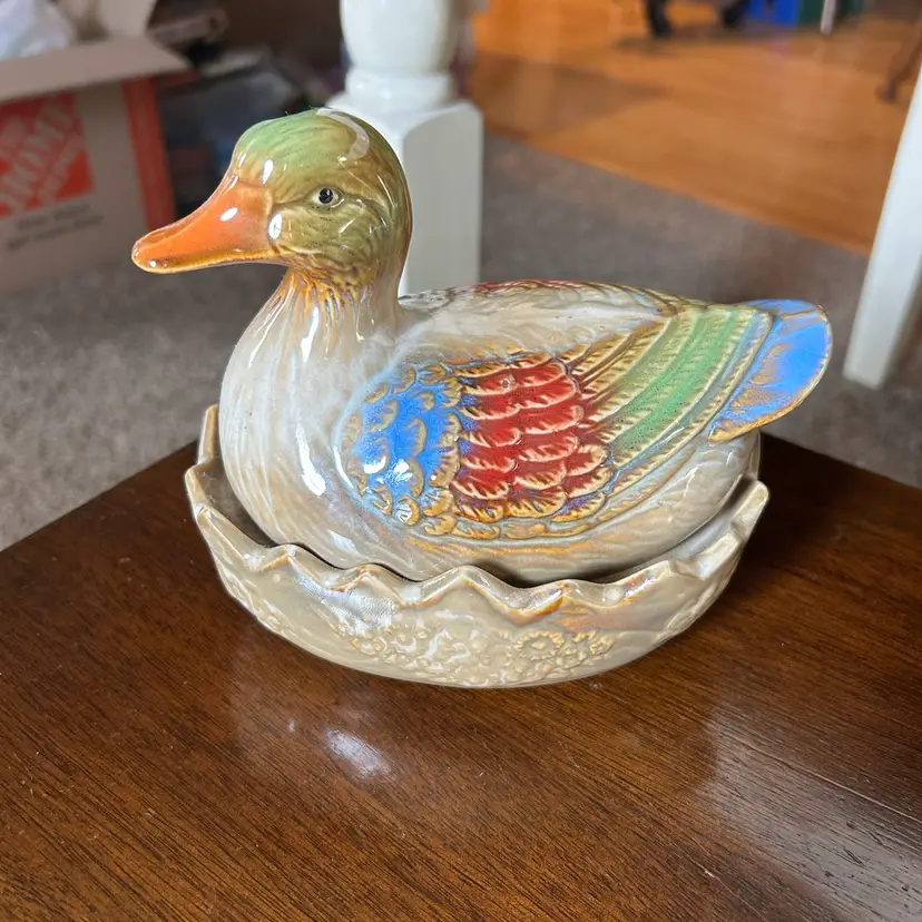 Vintage Ceramic Duck On A Nest