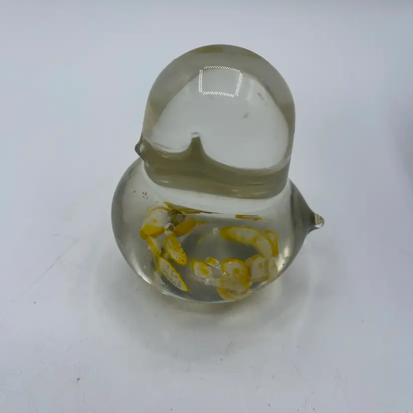 Lefton Glass Bird Chick Peep Figurine Controlled Bubble Paperweight 3”