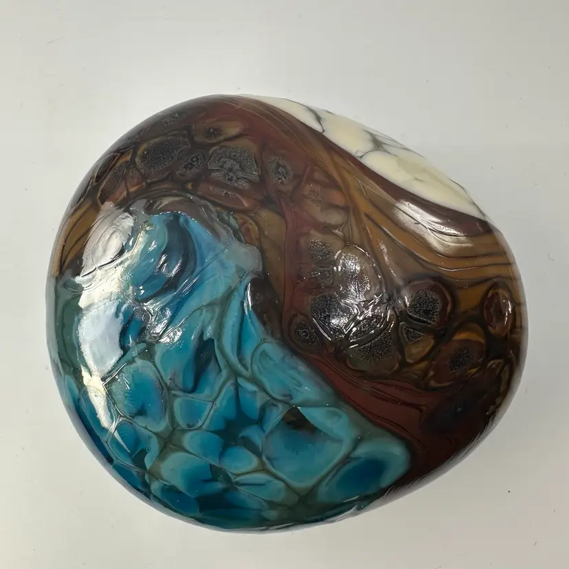 Estuary Volcanic Rock Paperweight By Artist Lynden Over from his Lava Glass Studio in Taupo, New Zealand.