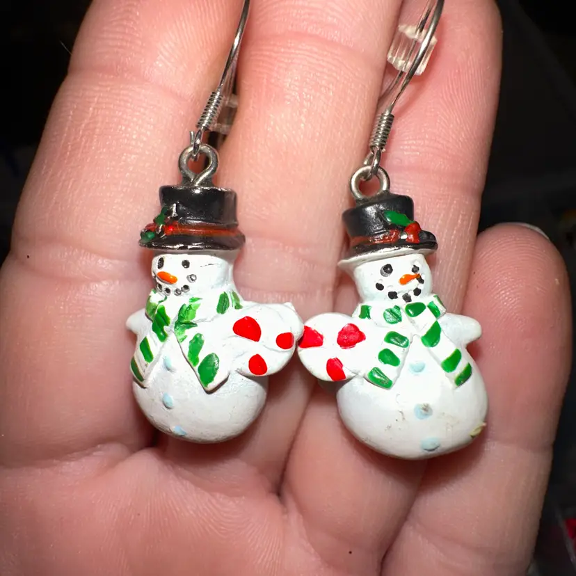 Resin Snowman Dangle Earrings