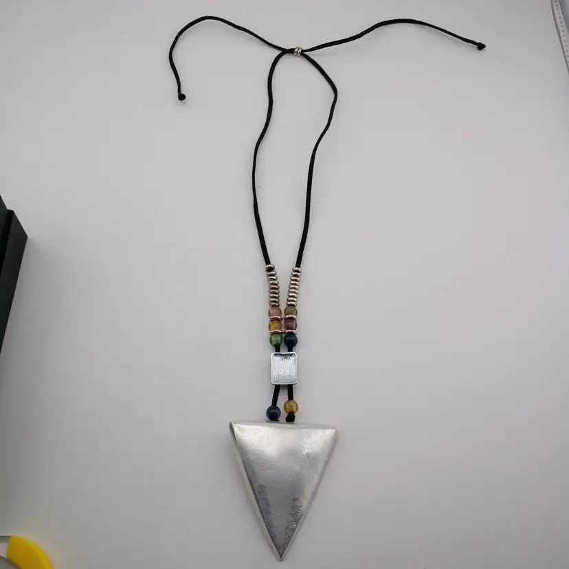 Silver tone and beaded necklace