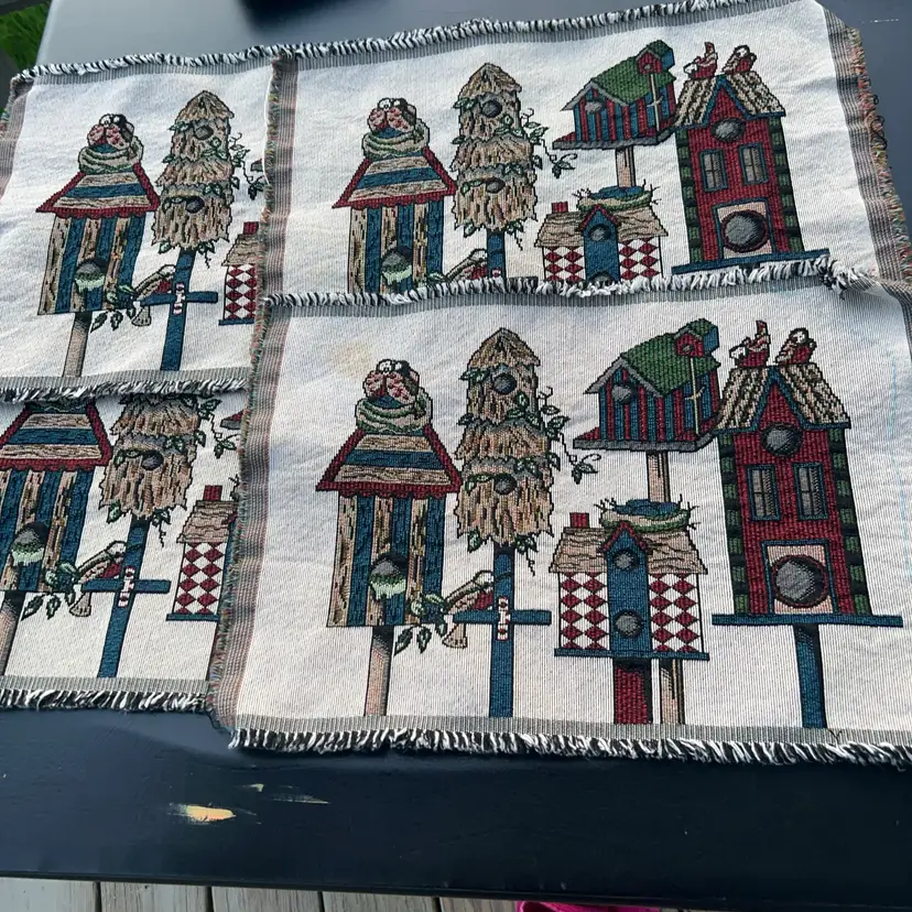 Birdhouse Tapestry Placemats (stain)