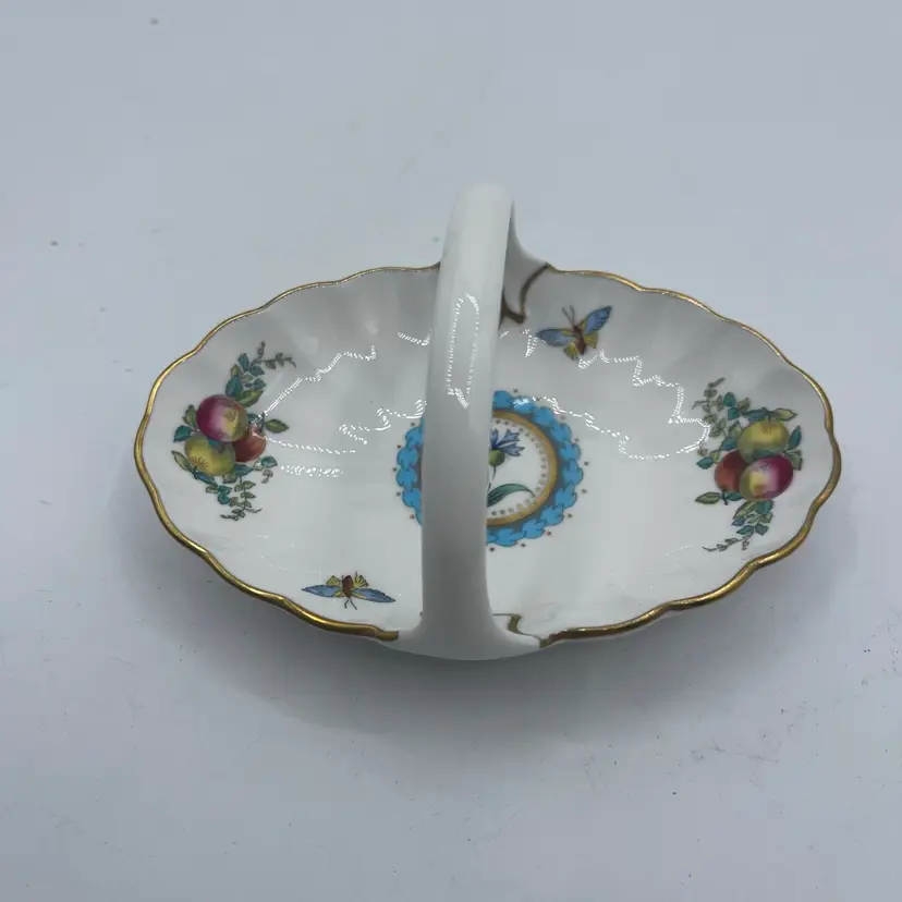 SPODE BONE CHINA SMALL PORCELAIN BASKET TRAPNELL SPRAYS PATTERN