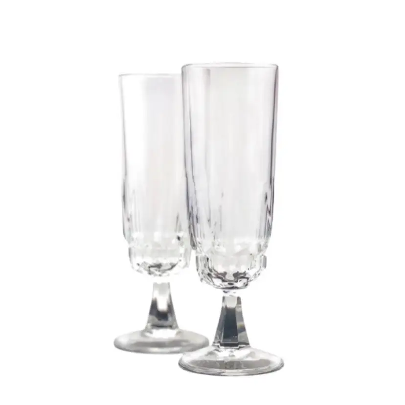 #015- 2 Vintage Champagne Flutes By Arcoroc France  cocktails Glass Barware