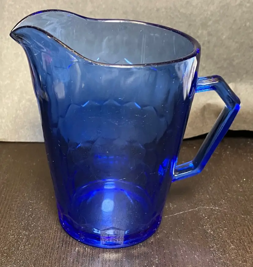 VTG Hazel-Atlas Cobalt Blue Glass Shirley Temple Creamer Pitcher