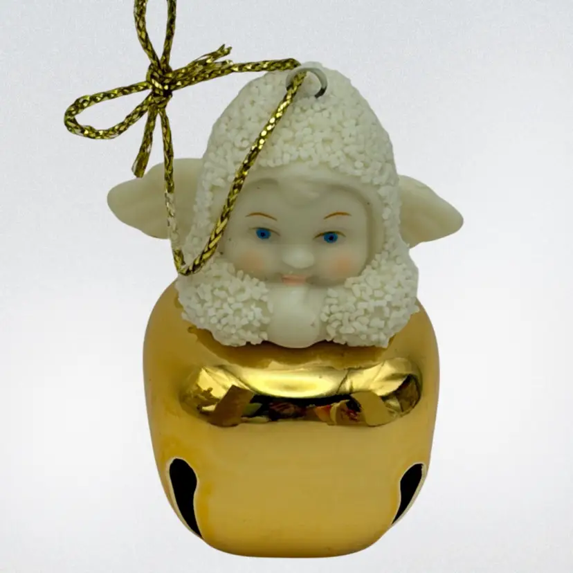 Dept 56 Snowbabies Jingle Bell Jinglebaby Christmas Angel Ornament Gold Bell