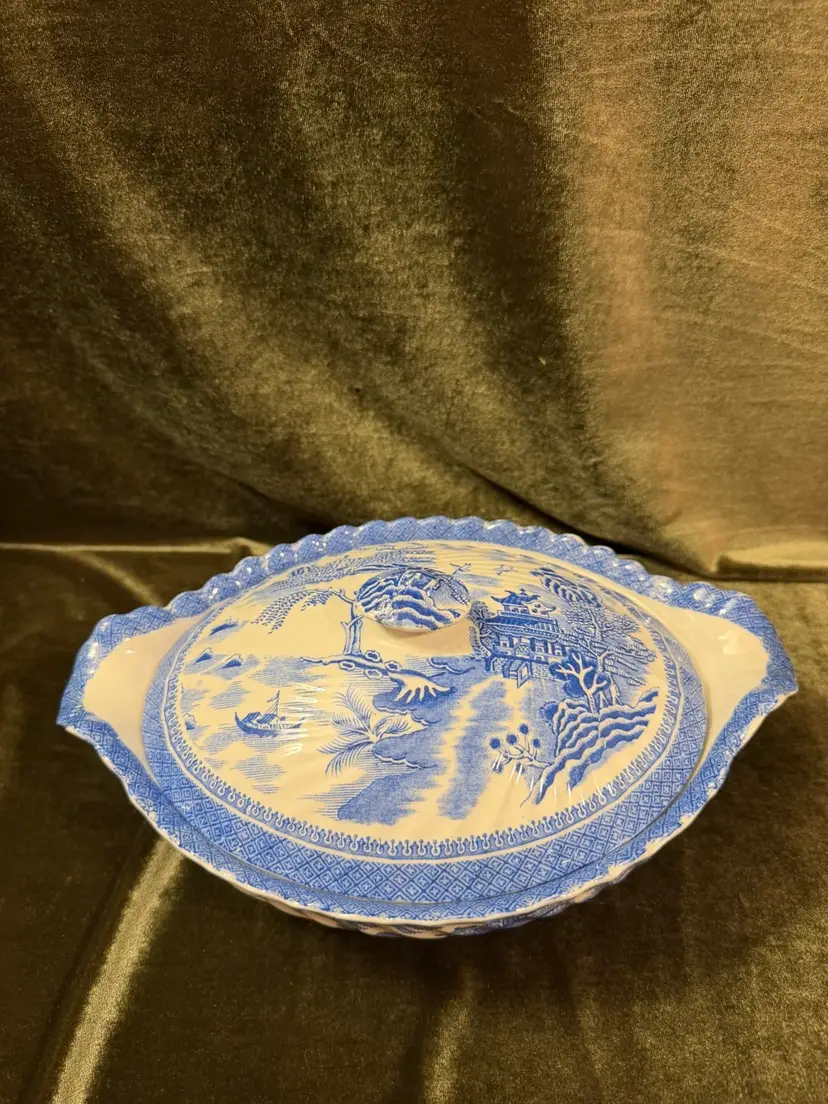 Antique Henry Alcock "Orient" Blue & White Covered Vegetable Tureen - Staffordshire, c. 1891-1910