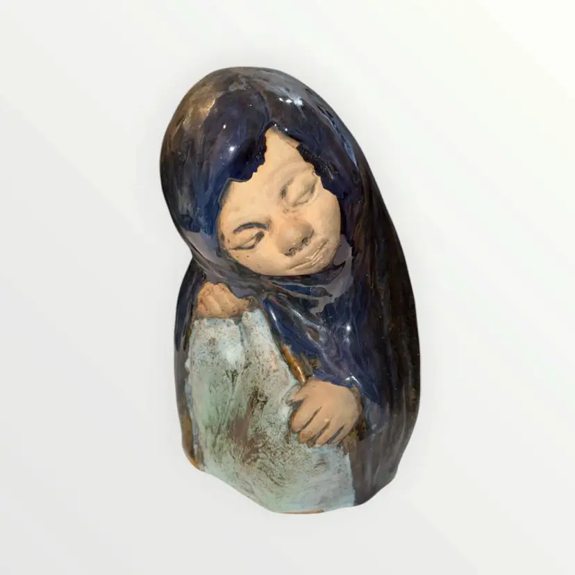 VTG Tilgmans Sweden Ceramic Figurine Hooded Woman Gunborgh Lanciai Mid Century