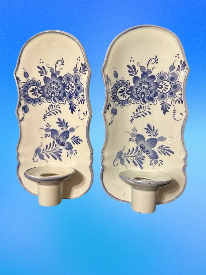 Delft Blue Ceramic Wall Scones/wall Pockets